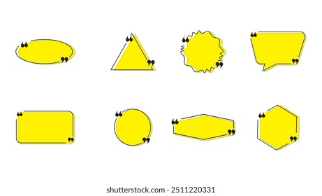 Quadros de caixa de citação definidos isoladamente. A referência da mensagem de comentário de fala em bolhas limita a cotação. Vetor