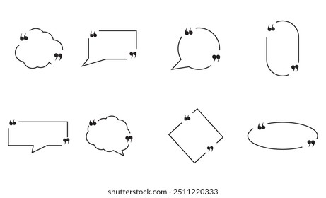 Conjunto de marcos de cuadro de presupuesto aislado. Cita de los bordes de referencia del mensaje de comentario de discurso de burbuja. Vector