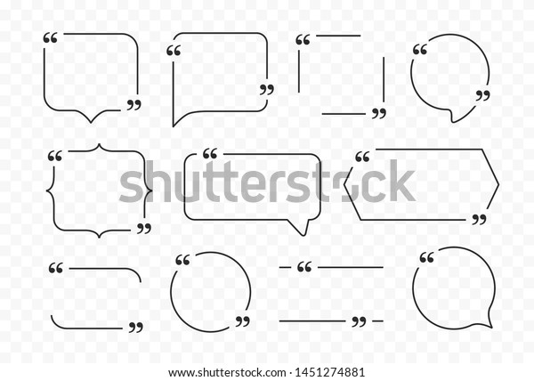 透明な背景にクォートボックスフレームセット バブル引用符 コメント メッセージ の枠線 ベクタークォートボックス バナー のベクター画像素材 ロイヤリティフリー