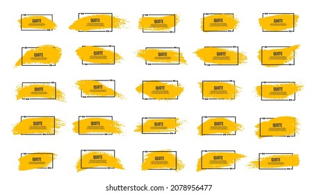 Quote box frames set. Quote speech bubble, text in quotes.