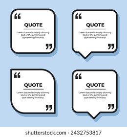 Quote box frames set , vector bubble quotation, comment, message borders, dialog box bubble, motivational quotes frame with quote marks vector illustration