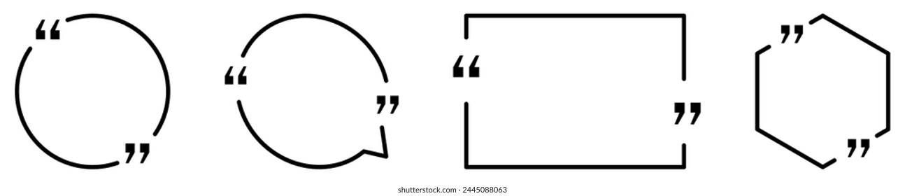 Quote box frames set. Vector illustration isolated on white background
