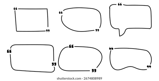 Quote Box Line Sketch Text Frame Set Hand-Drawn Doodle Vector