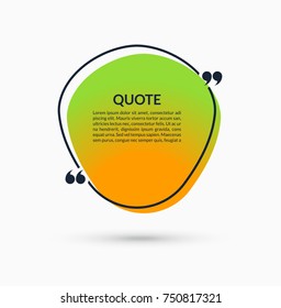 Quote box on trendy gradient background. Vector speech bubble. Text frame. Can be used for statement, citation, message, quotation, comment etc.