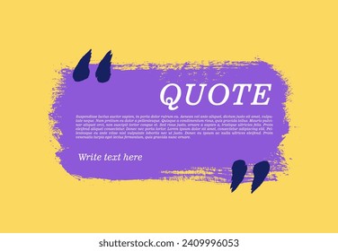 Quote Box. Painted white square shape with distress texture and torn edges. Brush stroke frame for your text. Grunge quote speech bubble. Artistic vector label, badge, poster. High quality textured.