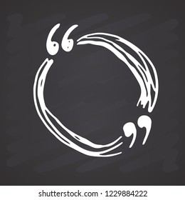 Quote box or quotation frame hand drawn sketch doodle vector illustration, on chalkboard background.