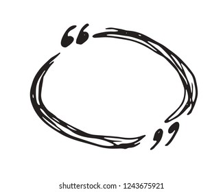 Quote box or quotation frame hand drawn sketch doodle vector illustration, isolated on white background .