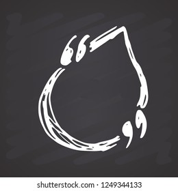 Quote box or quotation frame hand drawn sketch doodle vector illustration, on chalkboard background.