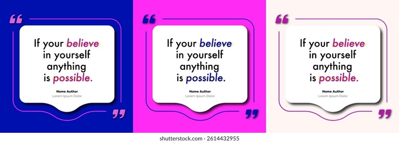 Quote box set 3D color bright style