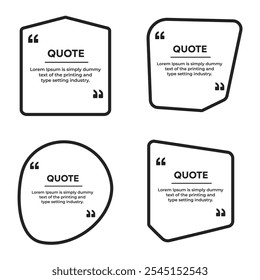 Quote box simple outline frame banner with Quotation marks vector template
