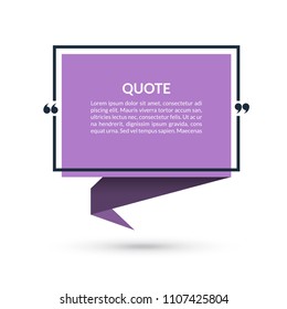 Quote box, speech bubble, citation empty frame isolated on white background. Vector illustration