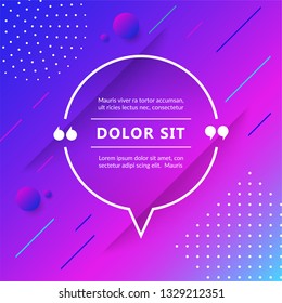 Quote box, speech bubble isolated on trendy geometric background. Vector illustration.