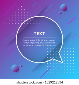 Quote box, speech bubble isolated on trendy geometric background. Vector illustration.