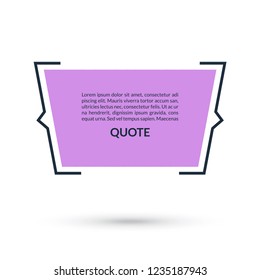 Quote box, speech bubble, text in brackets, citation empty frame isolated on white background. Vector illustration