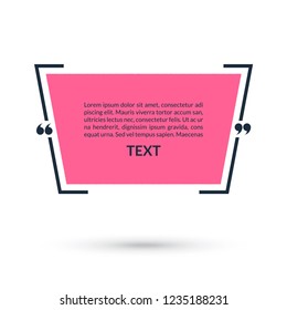 Quote box, speech bubble, text in brackets, citation empty frame isolated on white background. Vector illustration