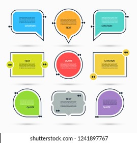Angebotsbox, Sprachblase, Text in Klammern, Zitationsvorlage einzeln auf weißem Hintergrund. Vektorgrafik