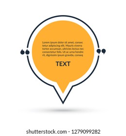 Quote box, speech bubble, text in brackets, citation template isolated on white background. Vector illustration.