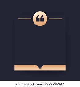 quote box for text, quotation frame design with gold elements