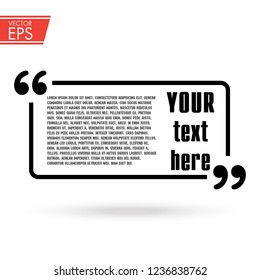 Quote box vector on a white background. Typographic Templates quote bubbles with space for text in a flat style. Abstract concept vector empty speech square quote text bubble. Text frames.