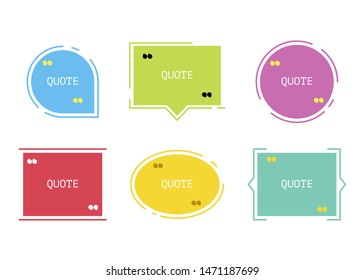 Quote box vector set. Various colored quote box. Vector illustration