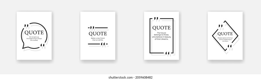 Quote boxes for banner design. Vector illustration. Quoted covers template collection. EPS 10.