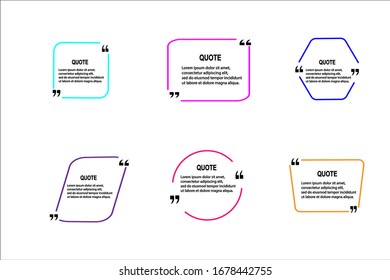 Quote boxes with text. Set of color quotes bubble templates. Speech bubbles. Citation in creative bubble vector isolated icons