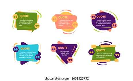 comillas. los símbolos de texto burbuja el discurso decorativo marcos creativos modernos para citas de texto. diseño de plantillas vectoriales