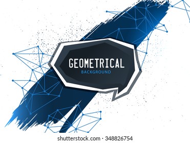 Quote bubble with abstract geometric background illustration. Modern geometric background with stripe and polygons template.