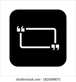 Icono de comillas en blanco Ilustración diseño en fondo blanco