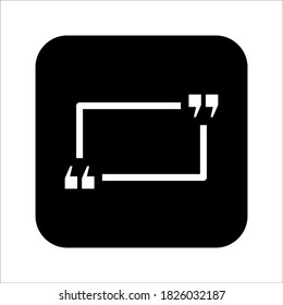 Icono de comillas en blanco Ilustración diseño en fondo blanco