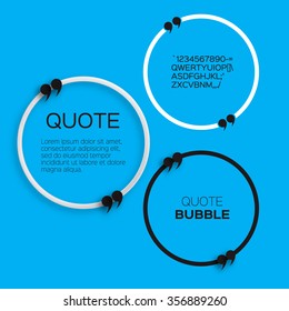 Quote bubble circle form. Speech bubble. Citation text box template with applique common. Quote blank in Paper cut style.
