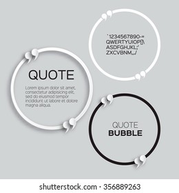 Quote bubble circle form. Speech bubble. Citation text box template with applique common. Quote blank in Paper cut style.