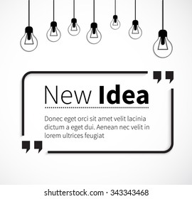 Quote bubble, quote marks, quotation marks, quote box, get a quote. Phrase new idea in quotes on white. Text poster, message typography, motivation wisdom, saying and note, quotation and inspire.