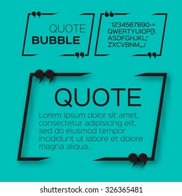 Quote bubble. Speech bubble. Citation text box template. Quote blank.