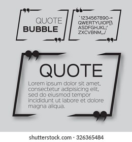 Quote bubble. Speech bubble. Citation text box template. Quote blank.