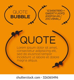 Quote bubble. Speech bubble. Citation text box template. Quote blank.
