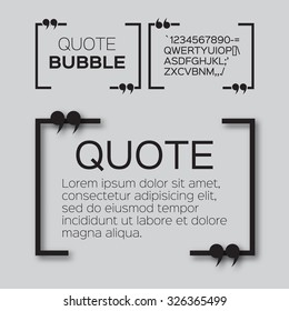 Quote bubble. Speech bubble. Citation text box template. Quote blank.