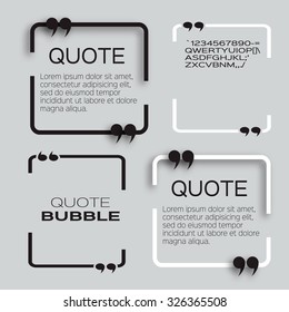 Quote bubble. Speech bubble. Citation text box template. Quote blank.