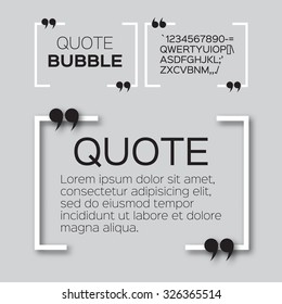 Quote bubble. Speech bubble. Citation text box template. Quote blank.