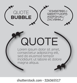 Quote bubble. Speech bubble. Citation text box template. Quote blank.