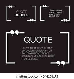 Quote bubble. Speech bubble. Citation text box template. Quote blank.