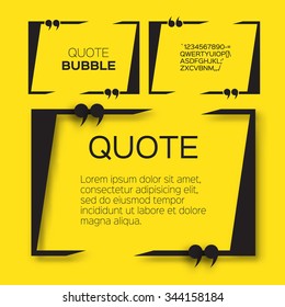 Quote bubble. Speech bubble. Citation text box template. Quote blank.