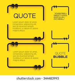 Quote bubble. Speech bubble. Citation text box template. Quote blank.