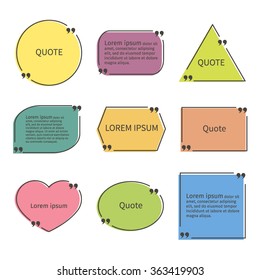 Quote bubble speech set. Color template. Empty different shapes