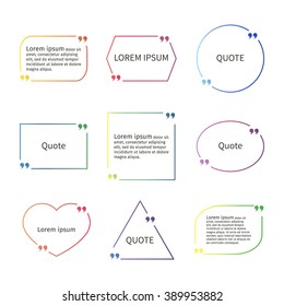 Quote bubble speech set. Color linear template. Empty different shapes