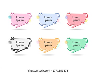 Quote bubbles box templates design set with Lorem Ipsum text, vector illustration