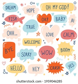 Quote bubbles colorful cute vector icons set