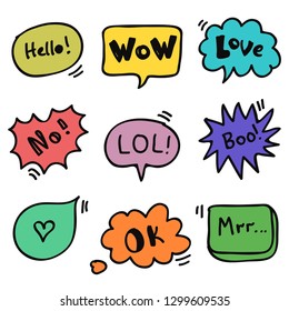 Quote bubbles colorful doodle vector set