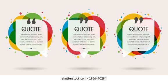 Quote bubbles, Quote frames templates set. Text in brackets, citation empty speech bubbles, Textbox isolated and shadow background, Content for Social media, Vector illustration EPS.10