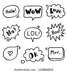 Quote bubbles line marker style doodle vector set